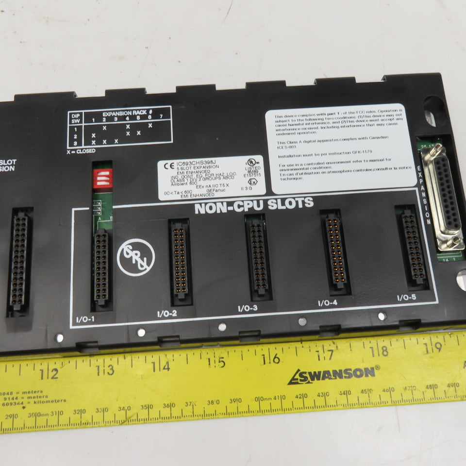 GE Fanuc IC693CHS398J 5 Slot PLC Chassis Expansion Rack EMI Enhanced