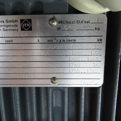 VEM K11R-200-L4-TWS 36kW AC Motor 480V W/Brueninghaus Hydraulic Pump 176 L/min
