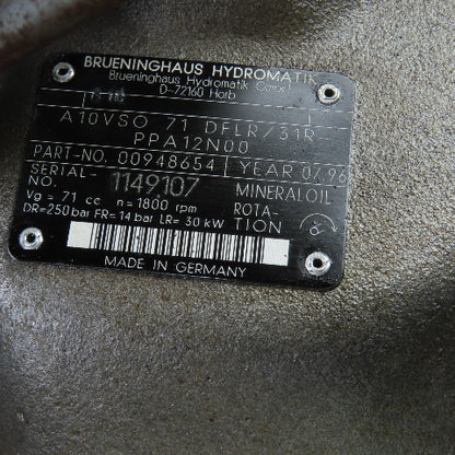 VEM K11R-200-L4-TWS 36kW AC Motor 480V W/Brueninghaus Hydraulic Pump 176 L/min