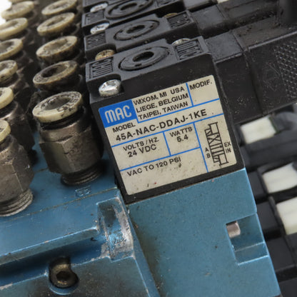 MAC 45A-NAC-DDAJ-1KE 2 Way Single Double Solenoid Valve Bank 11 Valves 24VDC