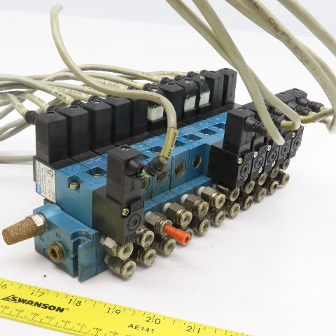 MAC 45A-NAC-DDAJ-1KE 2 Way Single Double Solenoid Valve Bank 11 Valves 24VDC