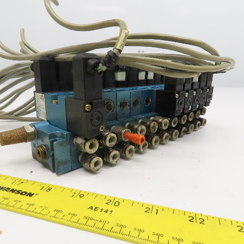 MAC 45A-NAC-DDAJ-1KE 2 Way Single Double Solenoid Valve Bank 11 Valves 24VDC