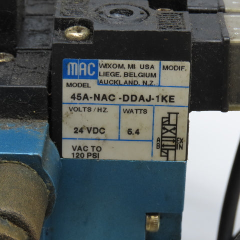 MAC 45A-NAC-DDAJ-1KE 2 Way Single Double Solenoid Valve Bank 7 Valves 24VDC