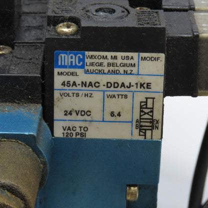MAC 45A-NAC-DDAJ-1KE 2 Way Single Double Solenoid Valve Bank 7 Valves 24VDC