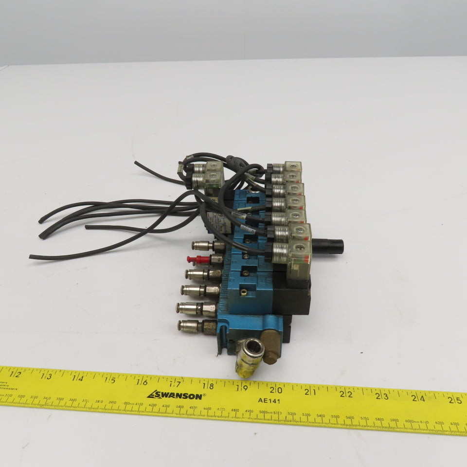 MAC 45A-NAC-DDAJ-1KE 2 Way Single Double Solenoid Valve Bank 7 Valves 24VDC