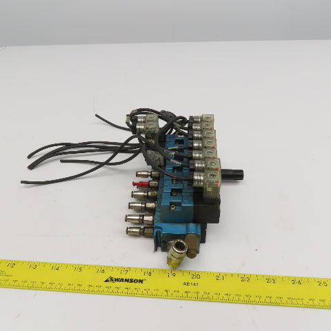 MAC 45A-NAC-DDAJ-1KE 2 Way Single Double Solenoid Valve Bank 7 Valves 24VDC