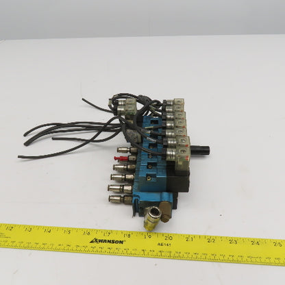 MAC 45A-NAC-DDAJ-1KE 2 Way Single Double Solenoid Valve Bank 7 Valves 24VDC