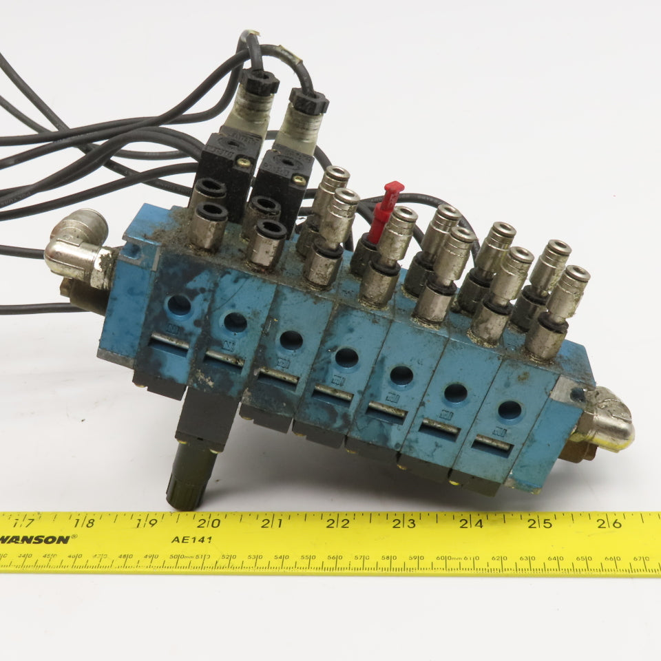 MAC 45A-NAC-DDAJ-1KE 2 Way Single Double Solenoid Valve Bank 7 Valves 24VDC