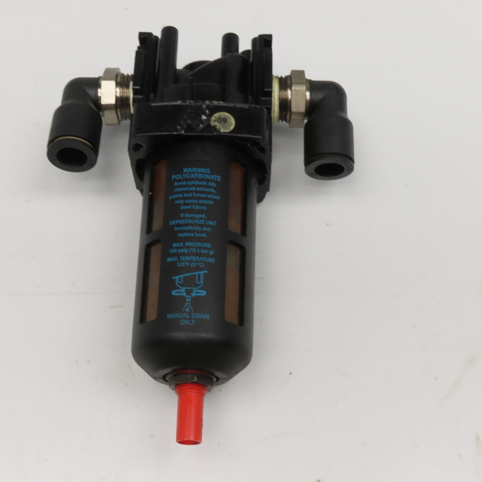 Wilkerson 3/8" NPT Compressed Air Filter Manual Drain Polycarbonate Bowl