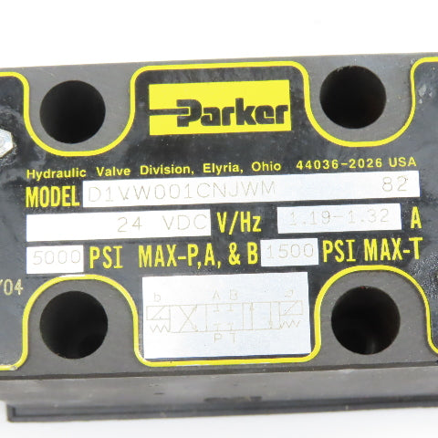 Parker D1VW001CNJWM 4/3 Way Closed Center Hydraulic Directional Valve 24VDC