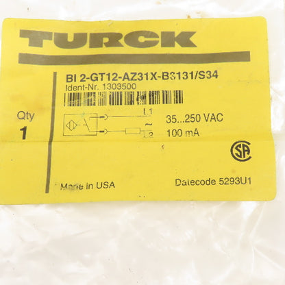 Turck BI 2-GT12-AZ31X-B3131/S34 35...250VAC Inductive Proximity Sensor
