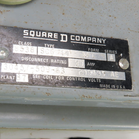 Square D Size 1 Combination Motor Starter 7-1/2-10HP 575V 120V Coil W/Disconnect