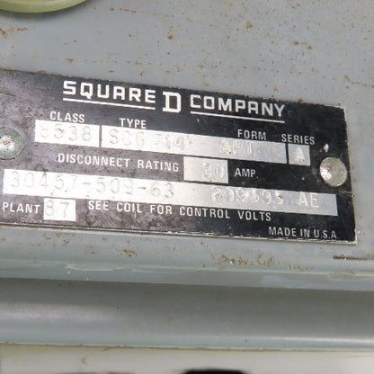 Square D Size 1 Combination Motor Starter 7-1/2-10HP 575V 120V Coil W/Disconnect