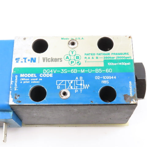 Vickers DG4V-3S-6B-M-U-B5-60 4/2 Way Hydraulic Directional Valve 120V Coil