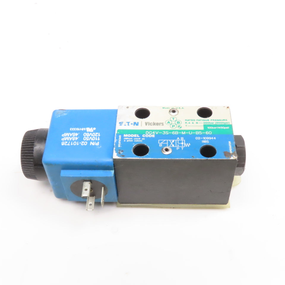 Vickers DG4V-3S-6B-M-U-B5-60 4/2 Way Hydraulic Directional Valve 120V Coil