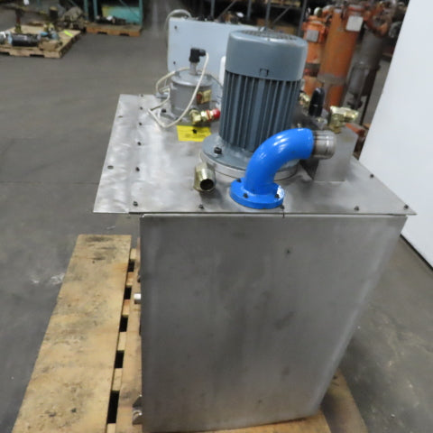 100 Gallon Stainless Steel Tank  Hydraulic Power Unit 4.8Hp 230/460V 3Ph