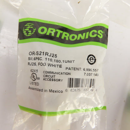 Ortronics OR-S21RJ25 1 Port Module Jack 110 180 Fog White Lot Of 12