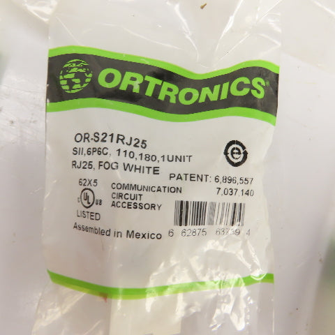 Ortronics OR-S21RJ25 1 Port Module Jack 110 180 Fog White Lot Of 12