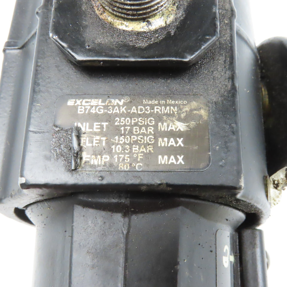 Excelon B74G-3AK-AD3-RMN 3/8" Compressed Air Filter Regulator Lubricator FRL