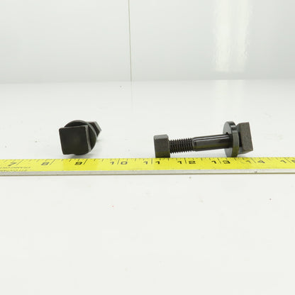 7/8" Square Hex Head Bolt 1/2-13 TPI W/Nut 2-5/8" OAL Lot Of 2