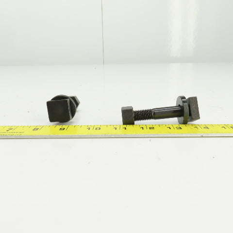 7/8" Square Hex Head Bolt 1/2-13 TPI W/Nut 2-5/8" OAL Lot Of 2