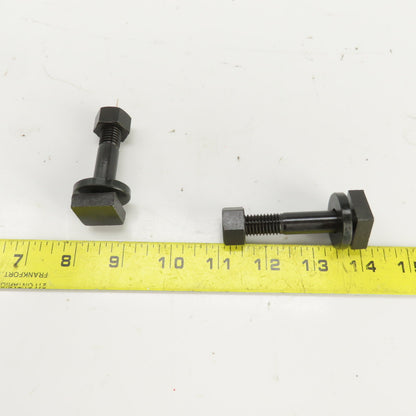 7/8" Square Hex Head Bolt 1/2-13 TPI W/Nut 2-5/8" OAL Lot Of 2