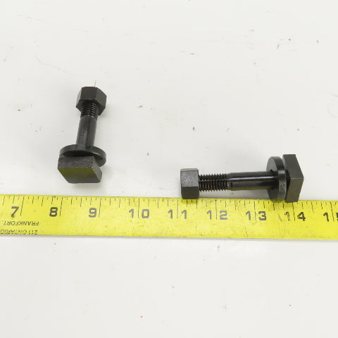 7/8" Square Hex Head Bolt 1/2-13 TPI W/Nut 2-5/8" OAL Lot Of 2