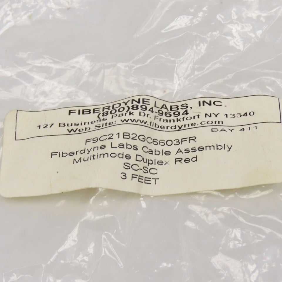 Fiberdyne Labs F9C21B2GC6603FR Multimode Duplex Red Cable Assembly SC-SC 2'