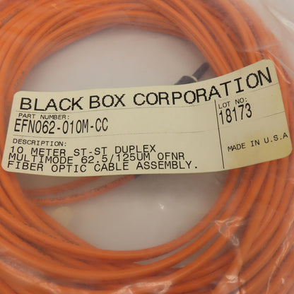 Black Box EFN062-010M-CC Multimode Fiber Optic Cable ST-ST Duplex 10 Meter