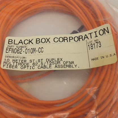 Black Box EFN062-010M-CC Multimode Fiber Optic Cable ST-ST Duplex 10 Meter