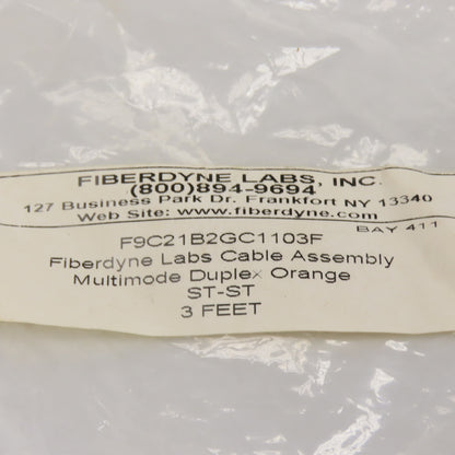 Fiberdyne F9C21B2GC1103F Multimode Duplex Fiber Optic Cable ST-ST 3'