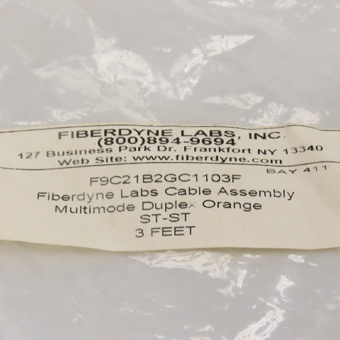 Fiberdyne F9C21B2GC1103F Multimode Duplex Fiber Optic Cable ST-ST 3'