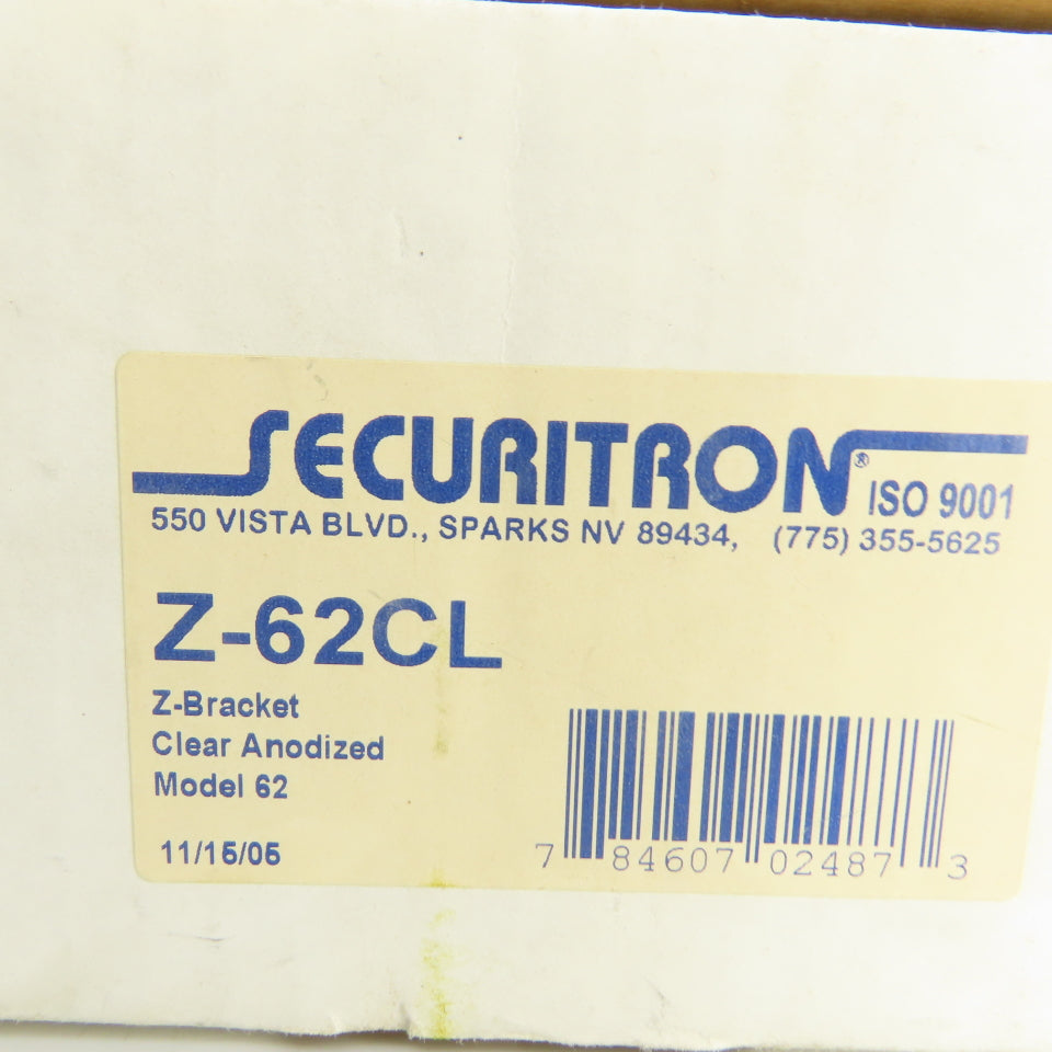 Securitron Z-62CL Model 62 Z-Bracket Clear Anodized 8-1/2" x 6-3/8"