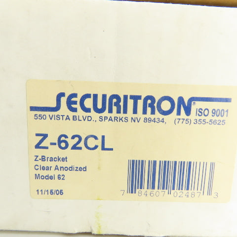 Securitron Z-62CL Model 62 Z-Bracket Clear Anodized 8-1/2" x 6-3/8"