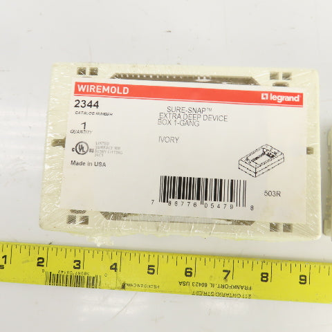 Wiremold 2344 Ivory Extra Deep Device Box 1 Gang Lot Of 3