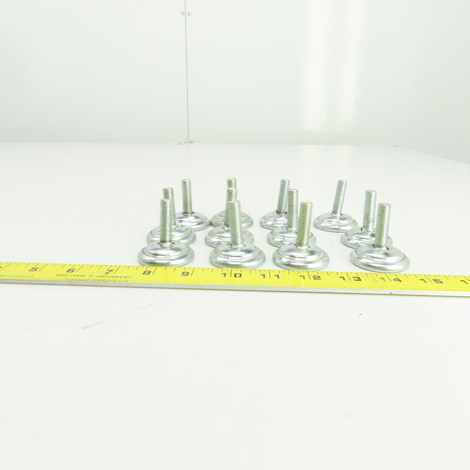 1-5/8" OD Studded Pivoting Leveling/Mounting Feet 3/8-16" Stud Lot Of 12