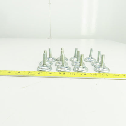 1-5/8" OD Studded Pivoting Leveling/Mounting Feet 3/8-16" Stud Lot Of 12