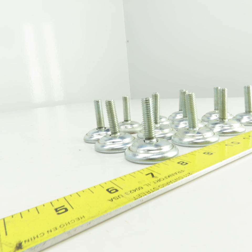 1-5/8" OD Studded Pivoting Leveling/Mounting Feet 3/8-16" Stud Lot Of 12