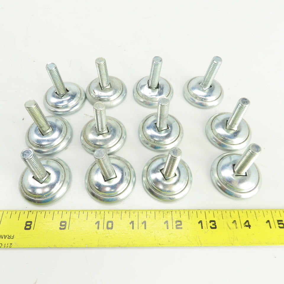 1-5/8" OD Studded Pivoting Leveling/Mounting Feet 3/8-16" Stud Lot Of 12