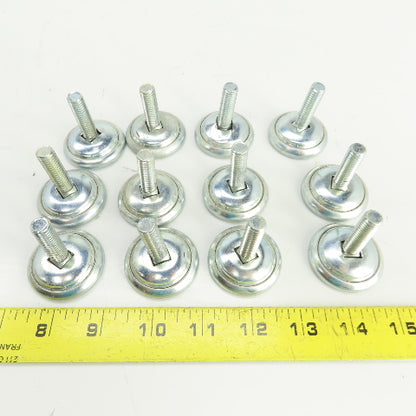 1-5/8" OD Studded Pivoting Leveling/Mounting Feet 3/8-16" Stud Lot Of 12