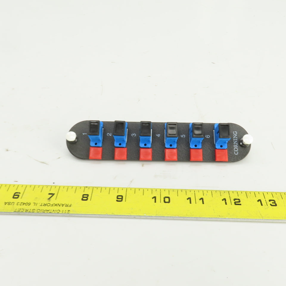 Corning CCH-CP06-38 6 Port Fiber Optic Adapter Panel W/6 SM Simplex SC PB