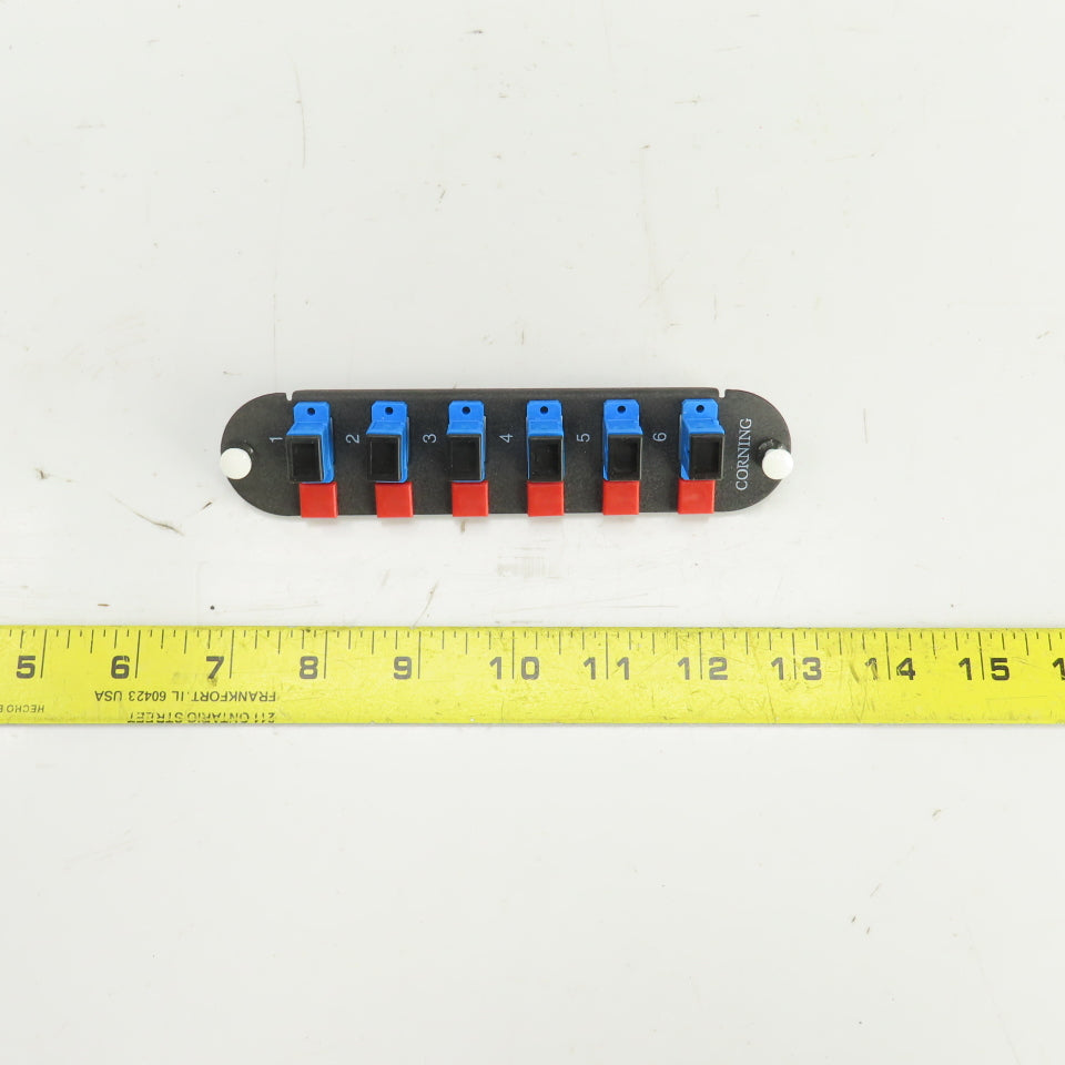 Corning CCH-CP06-38 6 Port Fiber Optic Adapter Panel W/6 SM Simplex SC PB