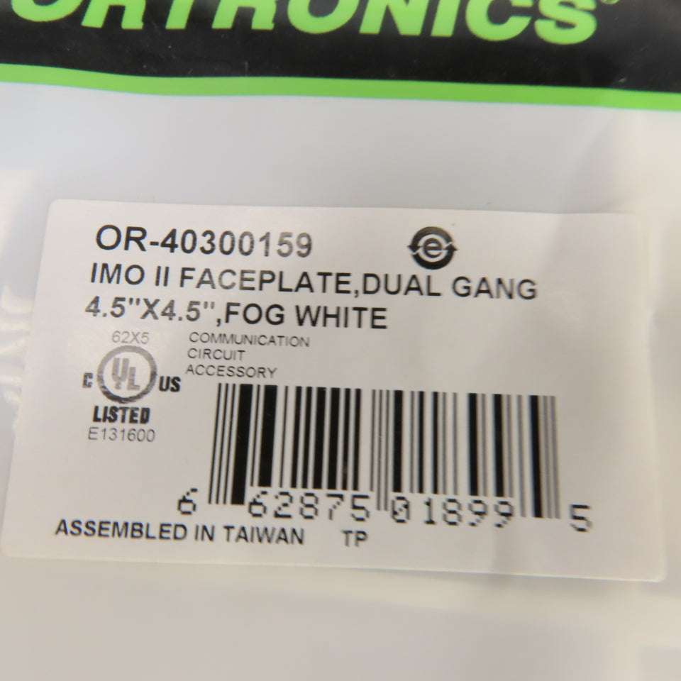 Ortronics OR-40300159 Dual Gang Face Plate 4.5" x 4.5" Fog White Lot Of 13