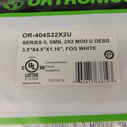 Ortronics OR-404S22X2U Series II Plastic Surface Mount Box 2X2 MOD Fog White