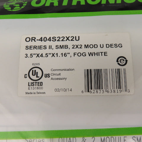 Ortronics OR-404S22X2U Series II Plastic Surface Mount Box 2X2 MOD Fog White