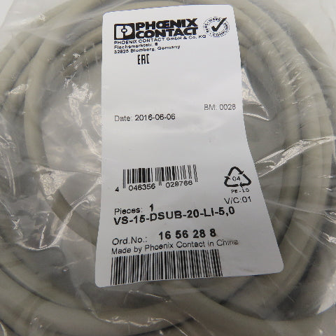 Phoenix Contact VS-15-DSUB-20-LI-5.0 D-Sub Cable 15 Position Male/Female 5M