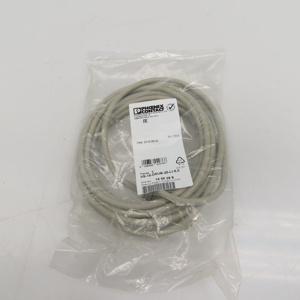 Phoenix Contact VS-15-DSUB-20-LI-5.0 D-Sub Cable 15 Position Male/Female 5M
