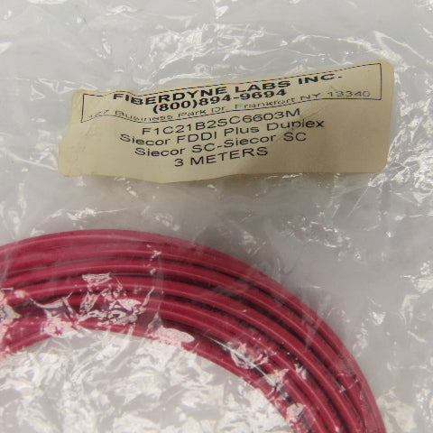 Fiberdyne F1C21B2SC6603M Fiber Optic Cable FDDI Plus Duplex 3 Meters
