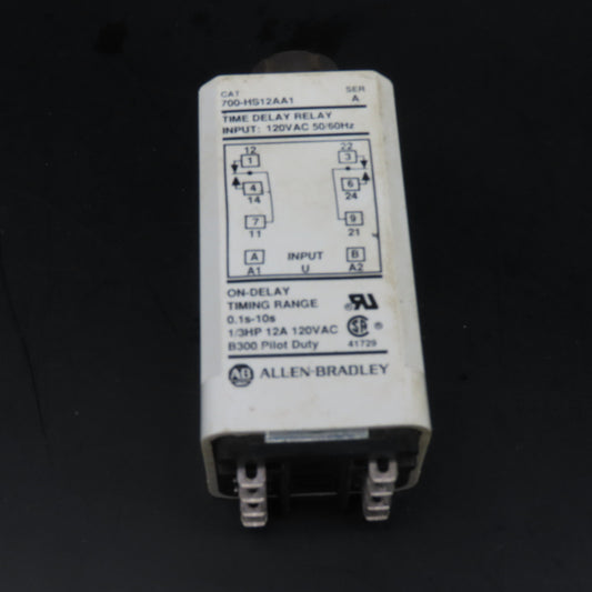 Allen Bradley 700-HS12AA1 Time Delay Relay 0.1s-10s 120VAC