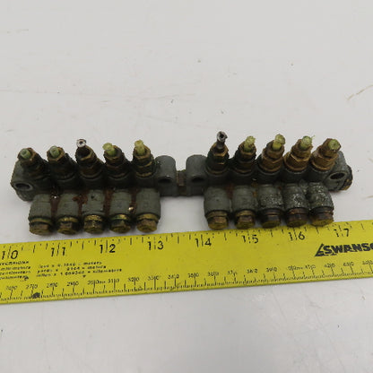 DS-5 2 Section 5 Port Piston Lubricator Manifold 90°